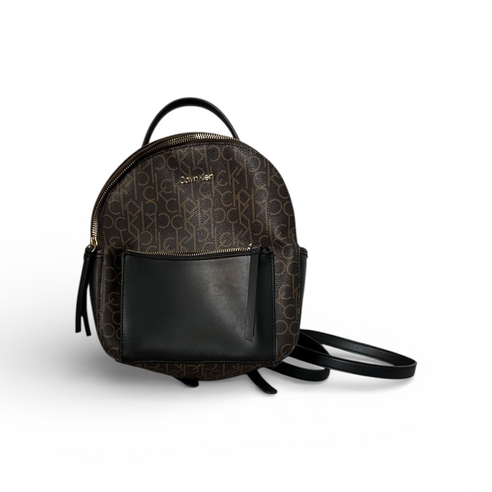 Calvin Klein Stylish Brown and Black Unisex CK zippered Backpack size medium